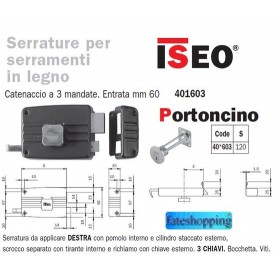 Serratura Iseo 3 mandate con Pomello 6o dx cod.401603